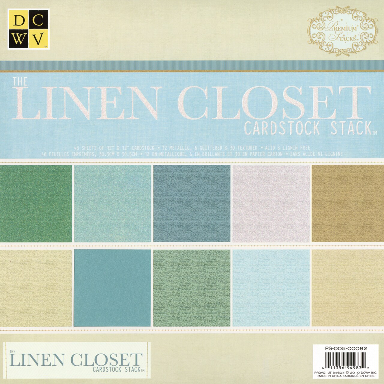 DCWV Solid Cardstock Stack 12"X12" 48/Pkg-Linen Closet